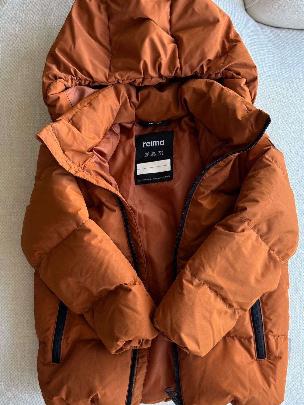 Women's Rust Orange Puffer Coat with Hood